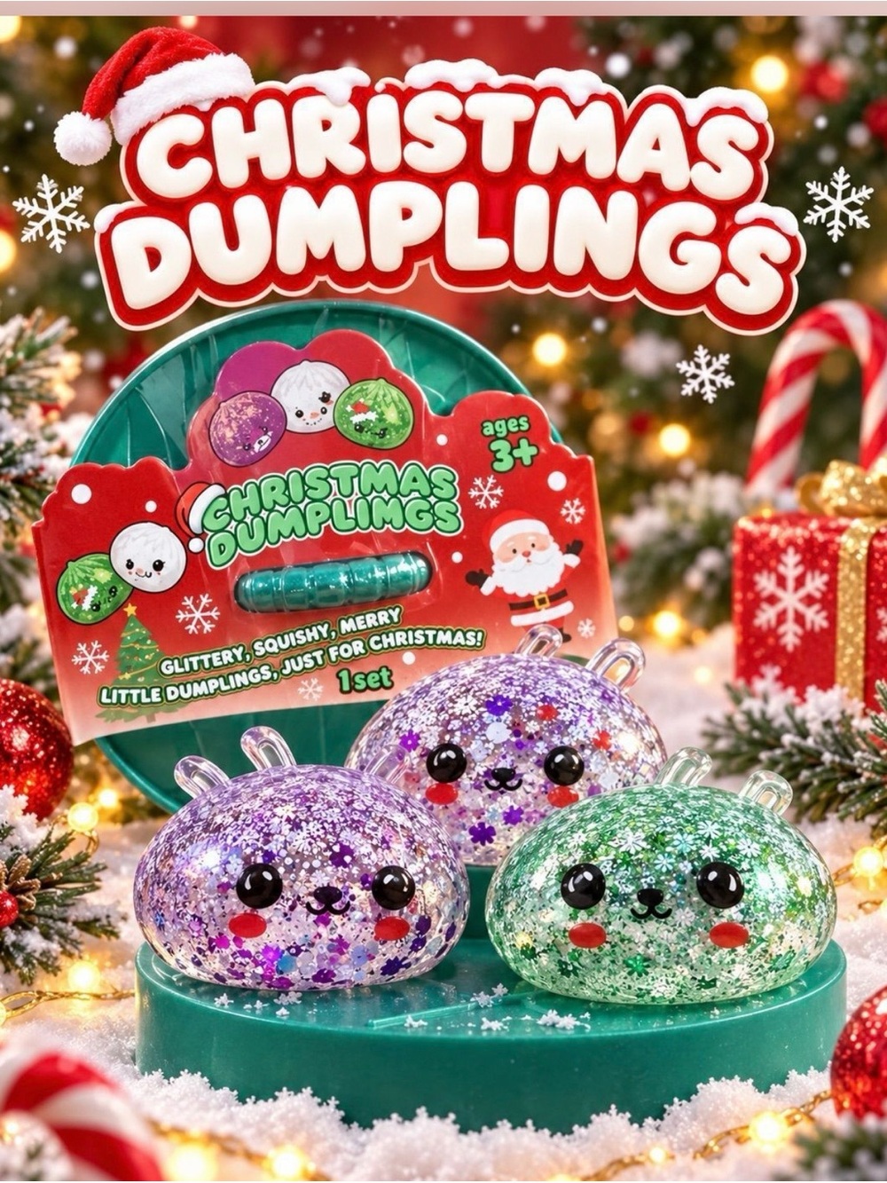 Glitter Squishy Toy - Green & Purple NEW IN SEALED PACKAGE
